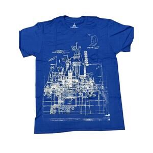 Disneyland Castle Blueprints Medium T-Shirt Disney Parks Design Blue